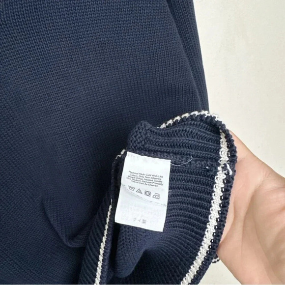 Eddie Bauer Womens Large Navy Collar Cotton Knit Sweater - Picture 11 of 14